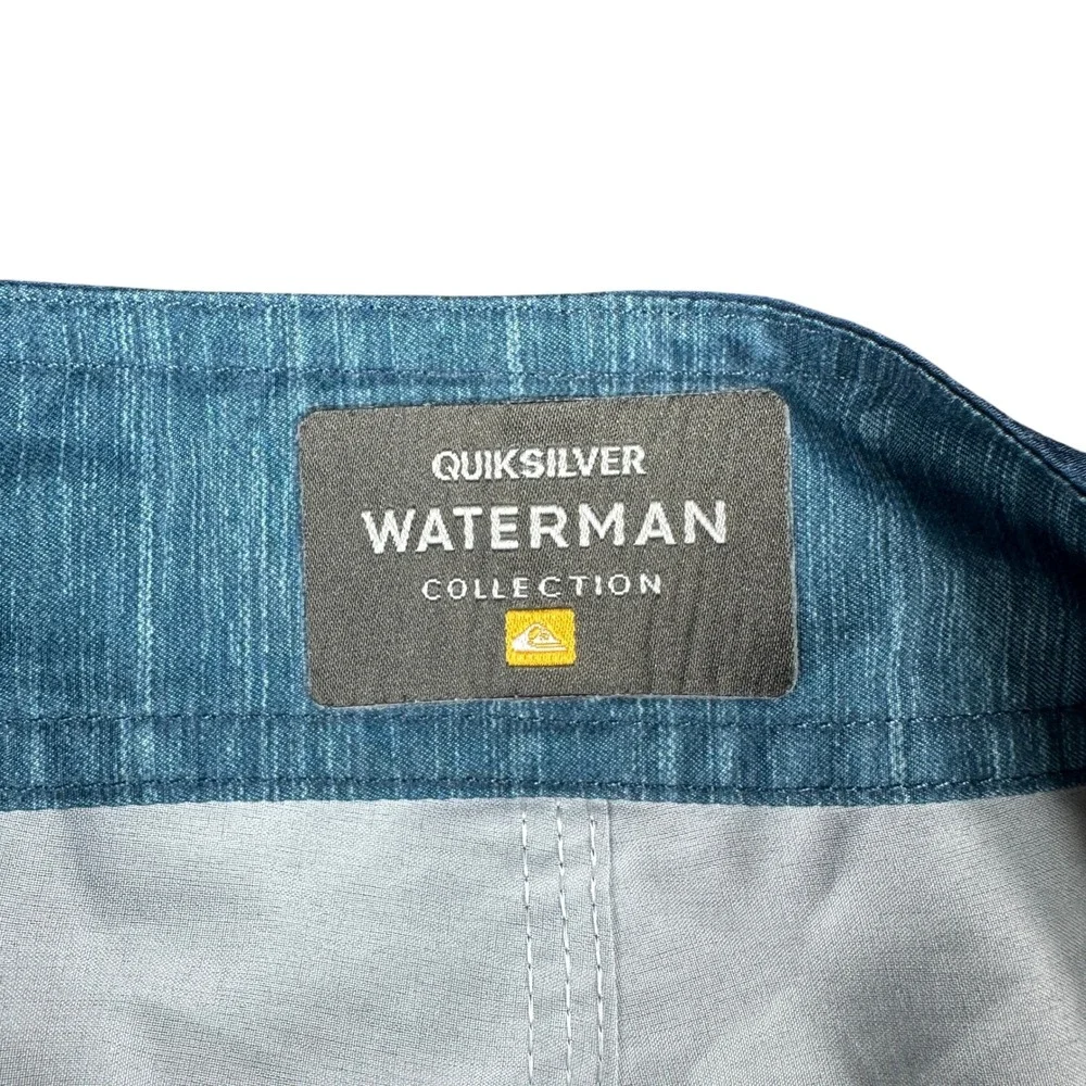Quiksilver Waterman Collection Mens Blue Striped Summer Board Shorts Size 36